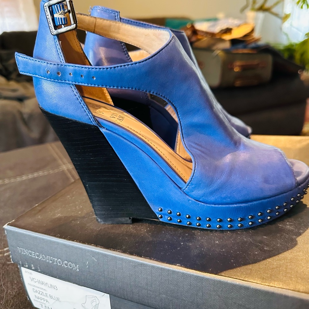 Vince Camuto Blue Studded Wedges